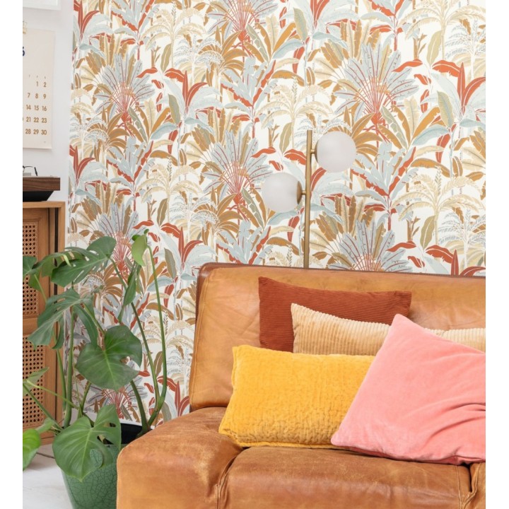 Papel pintado selva tropical con efectos dorados - Sarabi 128575