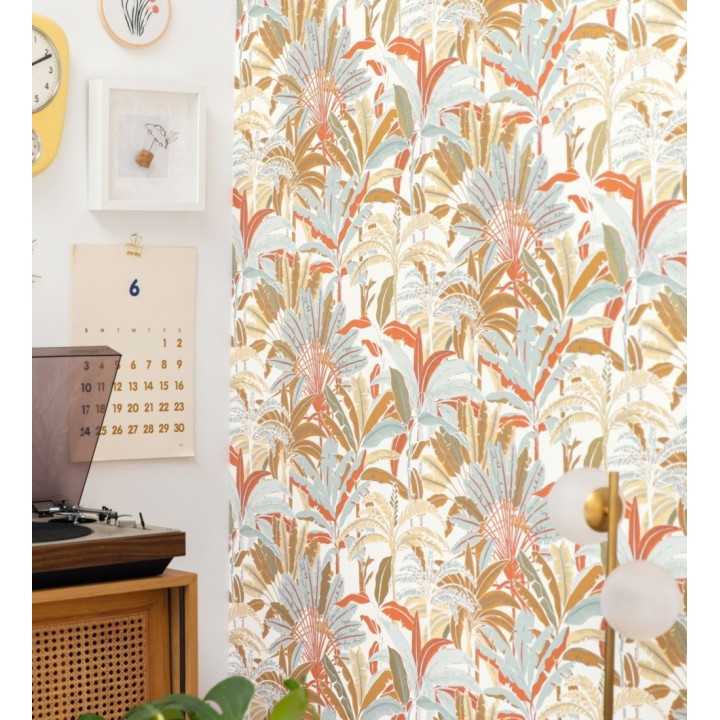 Papel pintado selva tropical con efectos dorados - Sarabi 128575