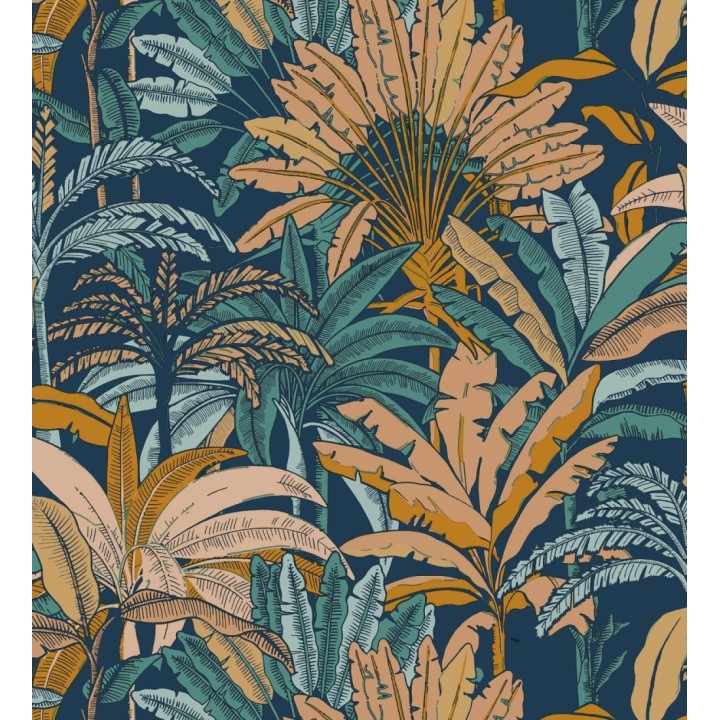 Papel pintado selva tropical con efectos dorados - Sarabi 128576