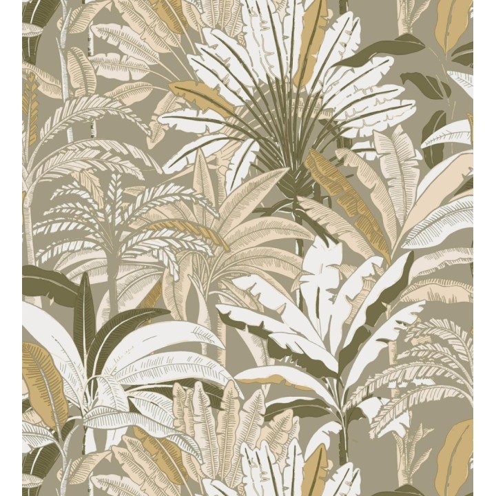 Papel pintado selva tropical con efectos dorados - Sarabi 128577