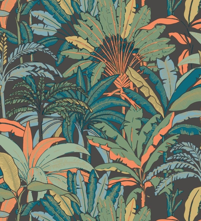 Papel pintado selva tropical con efectos dorados - Sarabi 128578