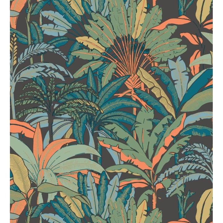 Papel pintado selva tropical con efectos dorados - Sarabi 128578