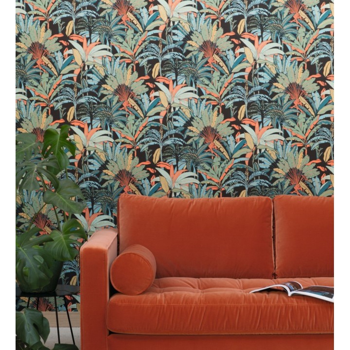 Papel pintado selva tropical con efectos dorados - Sarabi 128578