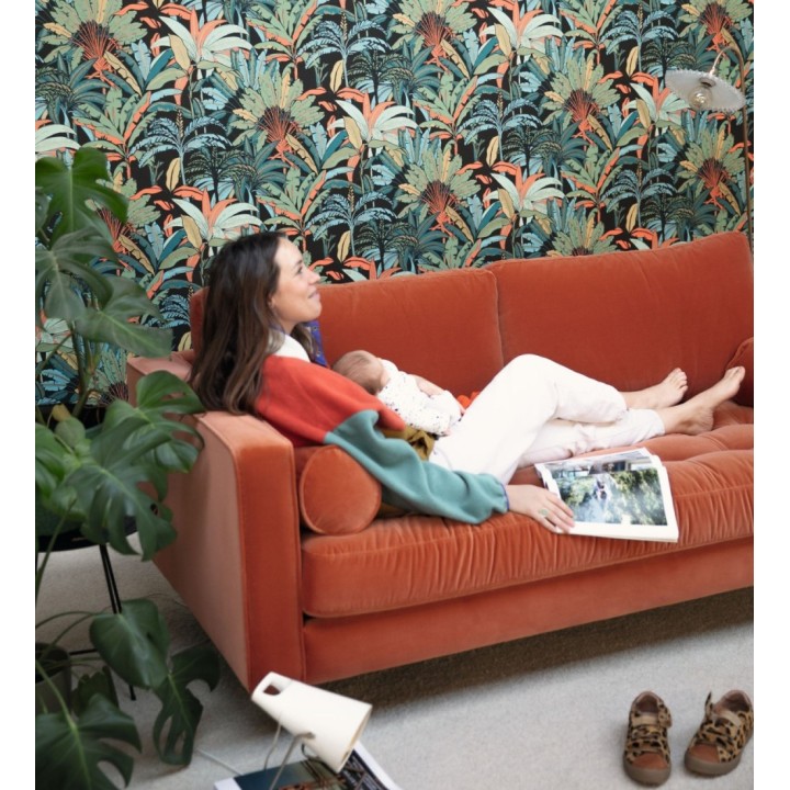 Papel pintado selva tropical con efectos dorados - Sarabi 128578