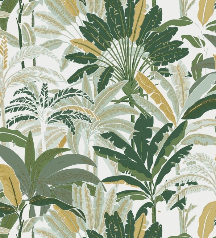 Papel pintado selva tropical con efectos dorados - Sarabi 128579