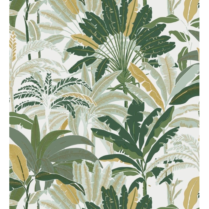 Papel pintado selva tropical con efectos dorados - Sarabi 128579