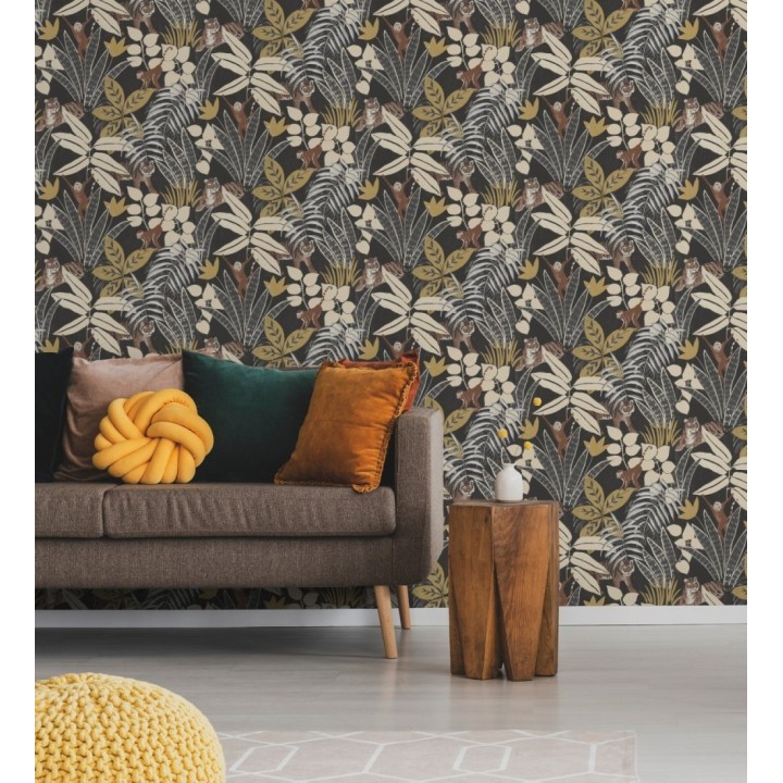 Papel pintado de monos y tigres en selva tropical - Rahma 128585