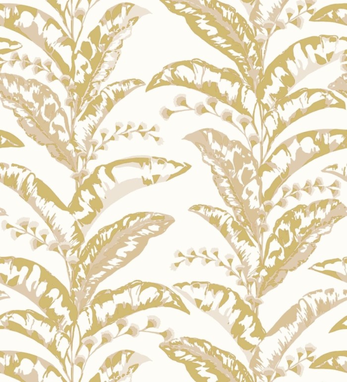 Papel pintado de hojas verticales con efectos dorados - Shaka 128591