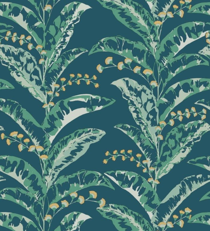 Papel pintado de hojas verticales con efectos dorados - Shaka 128593