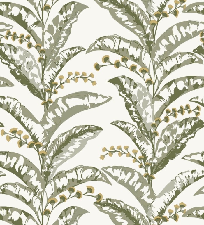 Papel pintado de hojas verticales con efectos dorados - Shaka 128594