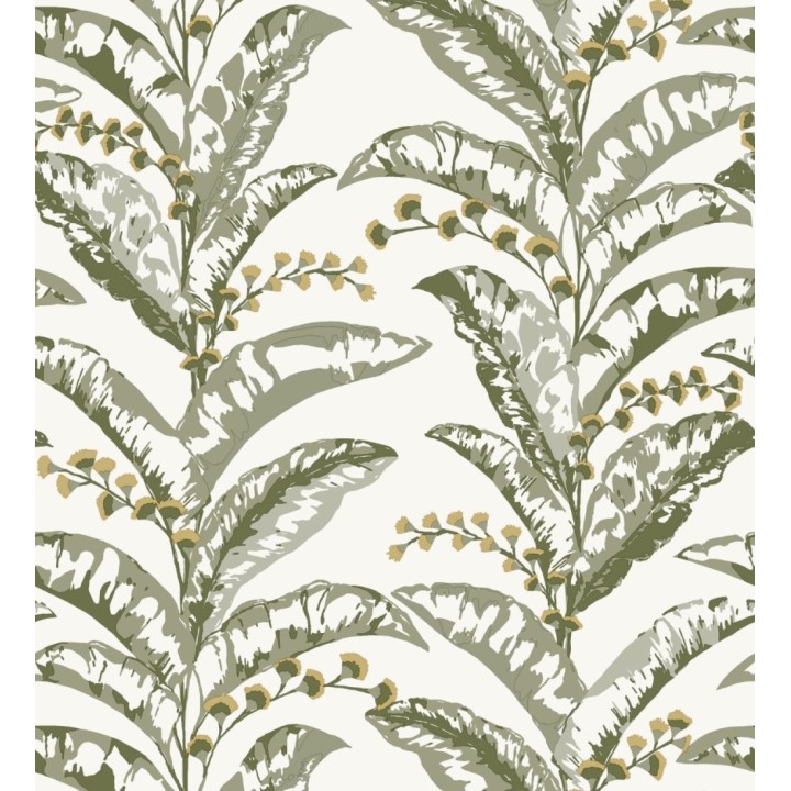 Papel pintado de hojas verticales con efectos dorados - Shaka 128594