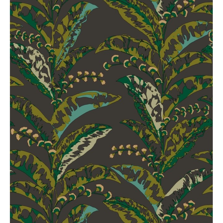 Papel pintado de hojas verticales con efectos dorados - Shaka 128595