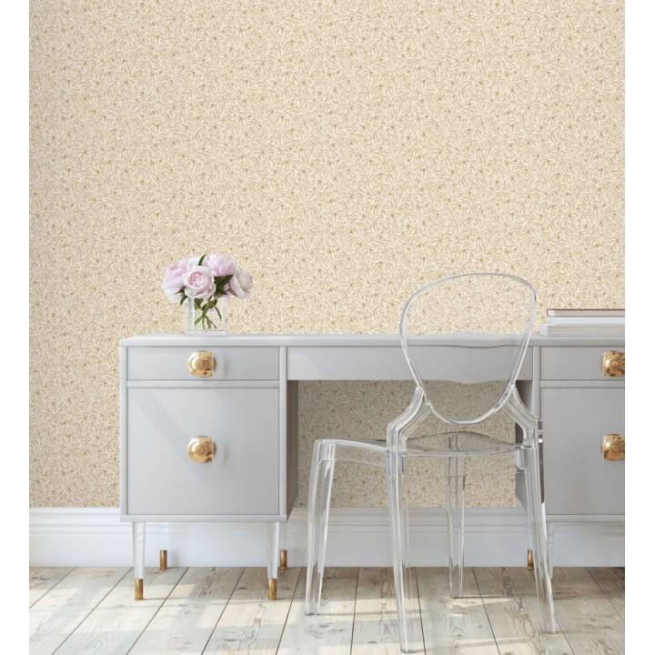 Papel pintado de hojas pequeñas con inserciones doradas - Dixie 128596