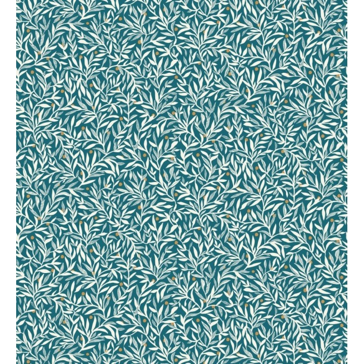 Papel pintado de hojas pequeñas con inserciones doradas - Dixie 128597