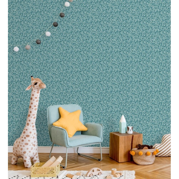 Papel pintado de hojas pequeñas con inserciones doradas - Dixie 128597