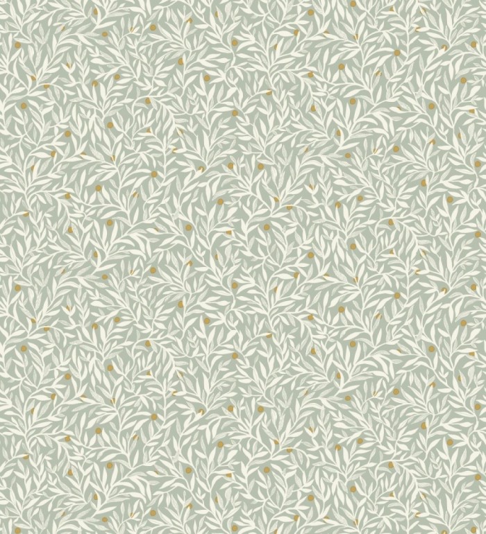 Papel pintado de hojas pequeñas con inserciones doradas - Dixie 128598