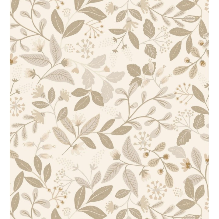 Papel pintado de hojas tonos beige y grises - Damica 128600