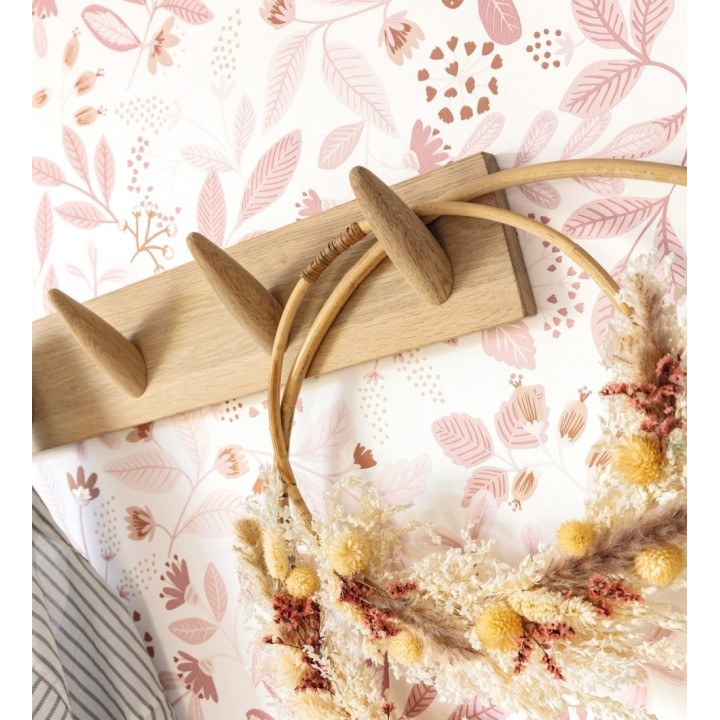 Papel pintado de hojas rosas fondo claro - Damica 128602