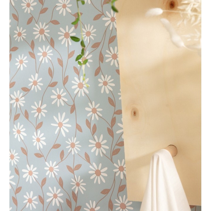 Papel pintado de margaritas blancas fondo celeste - Margaret 128607