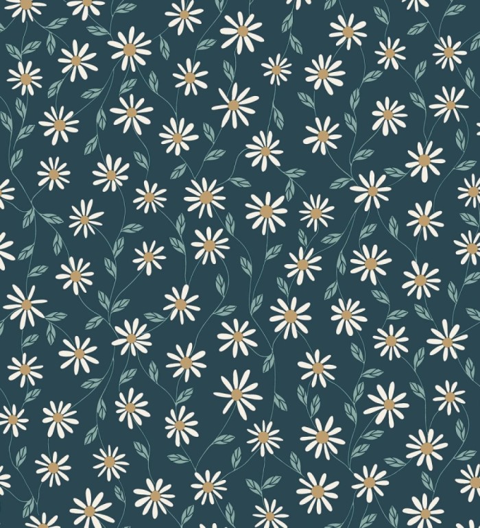 Papel pintado de margaritas blancas fondo azul - Margaret 128608