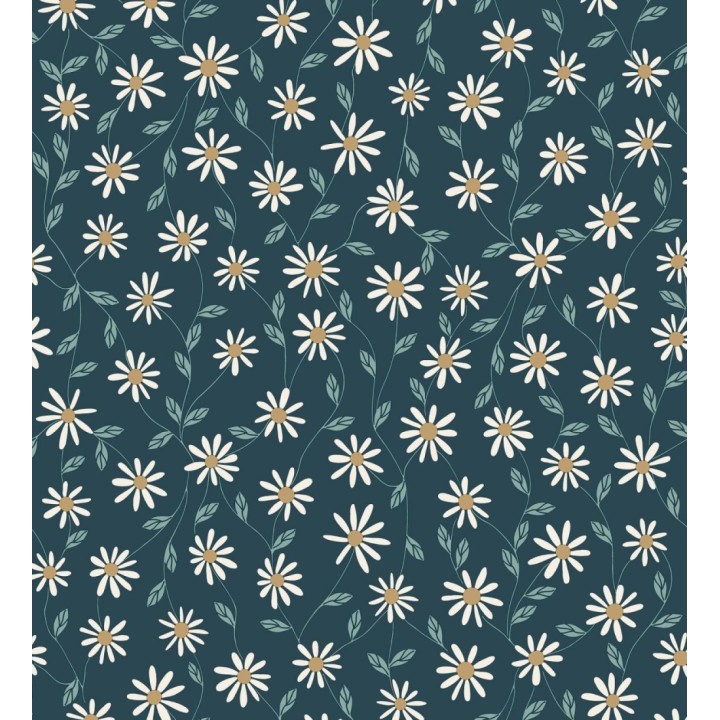 Papel pintado de margaritas blancas fondo azul - Margaret 128608