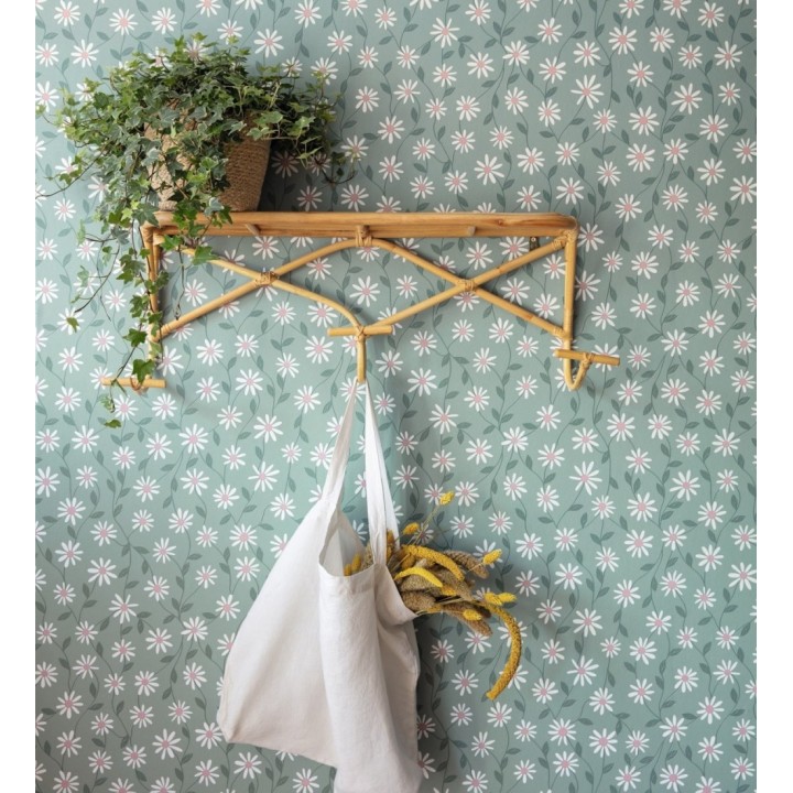 Papel pintado de margaritas blancas fondo verde - Margaret 128609