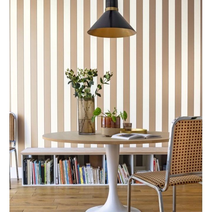 Papel pintado de rayas tonos marrones - Diana Stripes 128612