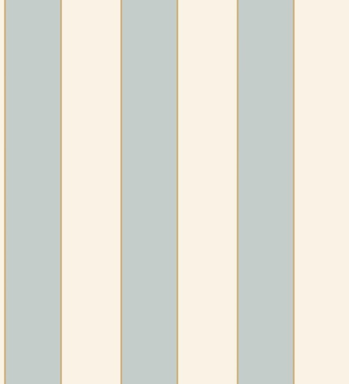 Papel pintado de rayas tono celestes con líneas finas doradas - Diana Stripes 128613