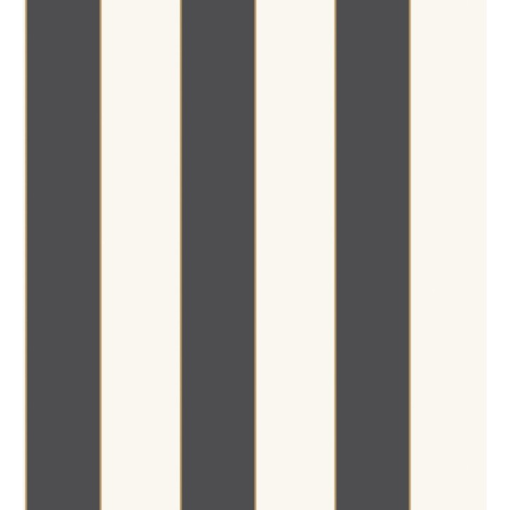 Papel pintado de rayas blancas y negras con líneas finas doradas - Diana Stripes 128614