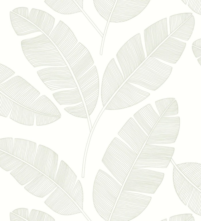 Papel pintado hojas grandes tropicales fondo blanco - Loany Leaves 128626