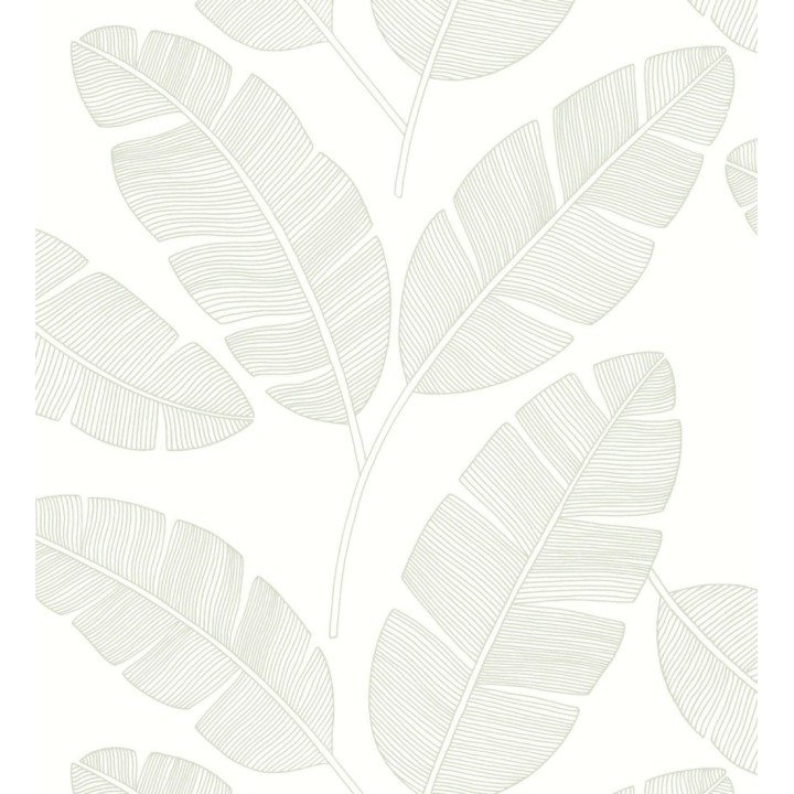 Papel pintado hojas grandes tropicales fondo blanco - Loany Leaves 128626