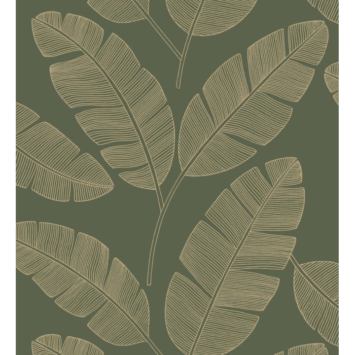 Papel pintado hojas grandes tropicales con efectos dorados - Loany Leaves 128627