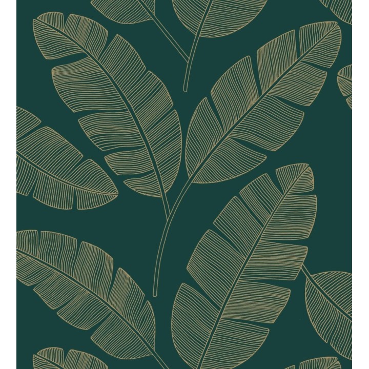 Papel pintado hojas grandes tropicales con efectos dorados - Loany Leaves 128628