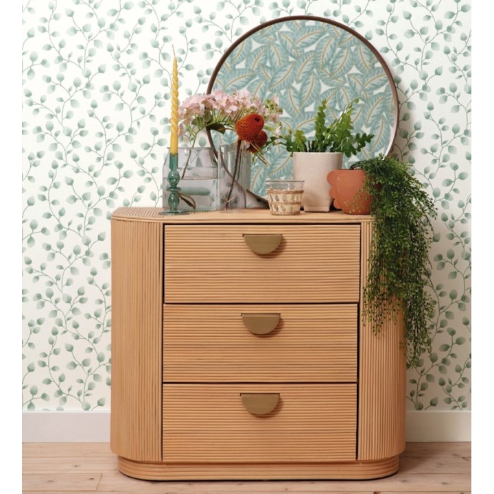 Papel pintado de hojas de eucalipto verdes y fondo blanco - Alondra 128633