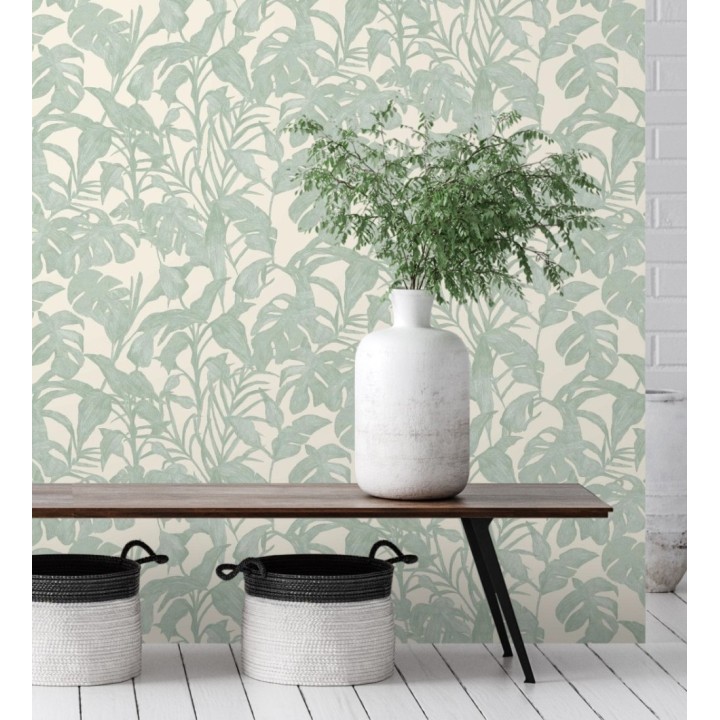 Papel pintado de hojas y plantas verdes tropicales - Catia Palms 128636