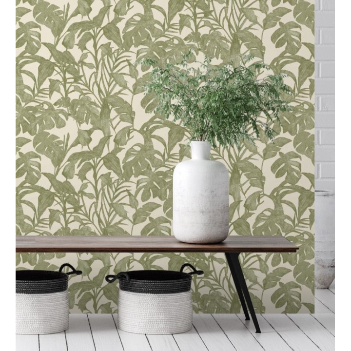 Papel pintado de hojas y plantas verdes tropicales - Catia Palms 128637