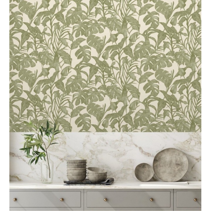 Papel pintado de hojas y plantas verdes tropicales - Catia Palms 128637