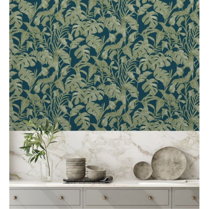 Papel pintado de hojas y plantas verdes tropicales - Catia Palms 128638