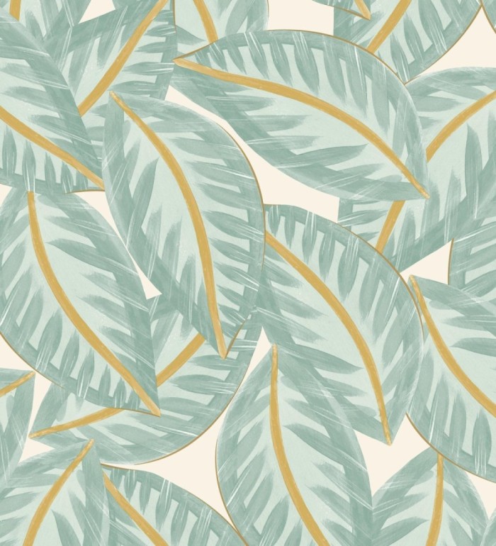 Papel pintado de hojas grandes naturales pinceladas en la acuarela - Jubala Leaves 128644