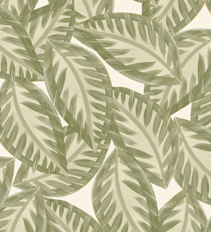 Papel pintado de hojas grandes naturales pinceladas en acuarela - Jubala Leaves 128645