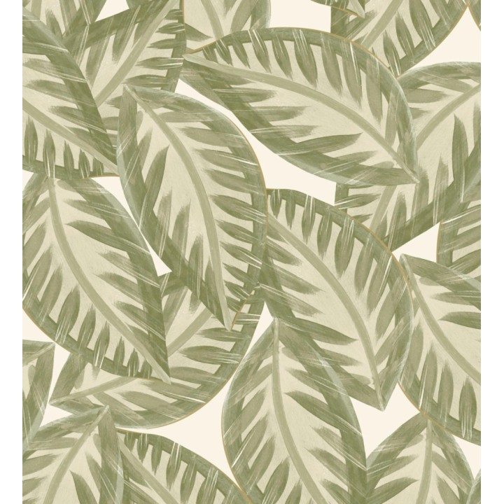 Papel pintado de hojas grandes naturales pinceladas en acuarela - Jubala Leaves 128645