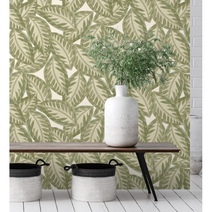 Papel pintado de hojas grandes naturales pinceladas en acuarela - Jubala Leaves 128645