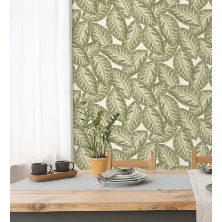 Papel pintado de hojas grandes naturales pinceladas en acuarela - Jubala Leaves 128645