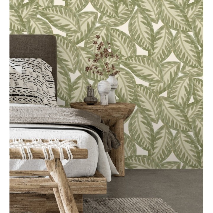 Papel pintado de hojas grandes naturales pinceladas en acuarela - Jubala Leaves 128645