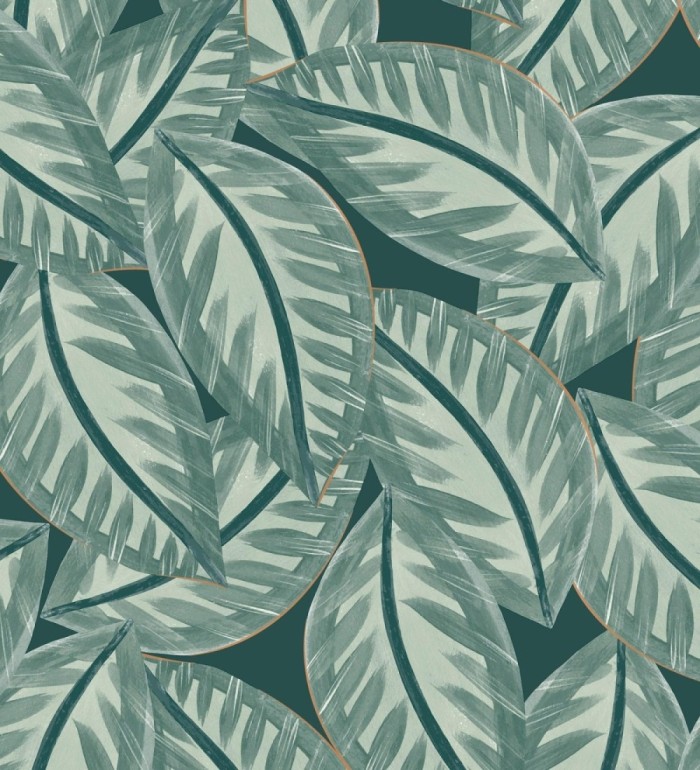 Papel pintado de hojas grandes naturales pinceladas en acuarela - Jubala Leaves 128646