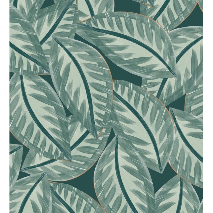 Papel pintado de hojas grandes naturales pinceladas en acuarela - Jubala Leaves 128646