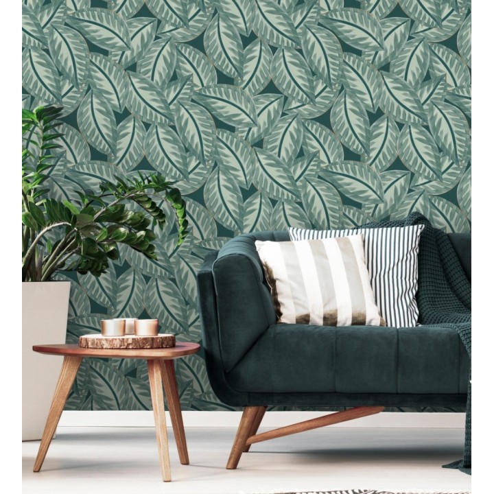 Papel pintado de hojas grandes naturales pinceladas en acuarela - Jubala Leaves 128646