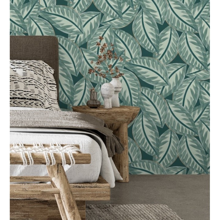 Papel pintado de hojas grandes naturales pinceladas en acuarela - Jubala Leaves 128646