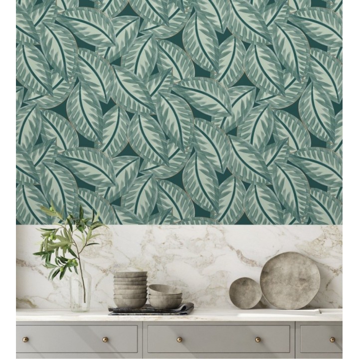 Papel pintado de hojas grandes naturales pinceladas en acuarela - Jubala Leaves 128646