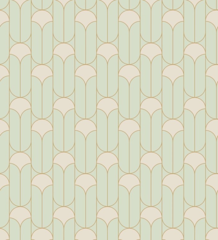 Papel pintado geométrico estilo Art déco con inserciones doradas - Marlene 128651